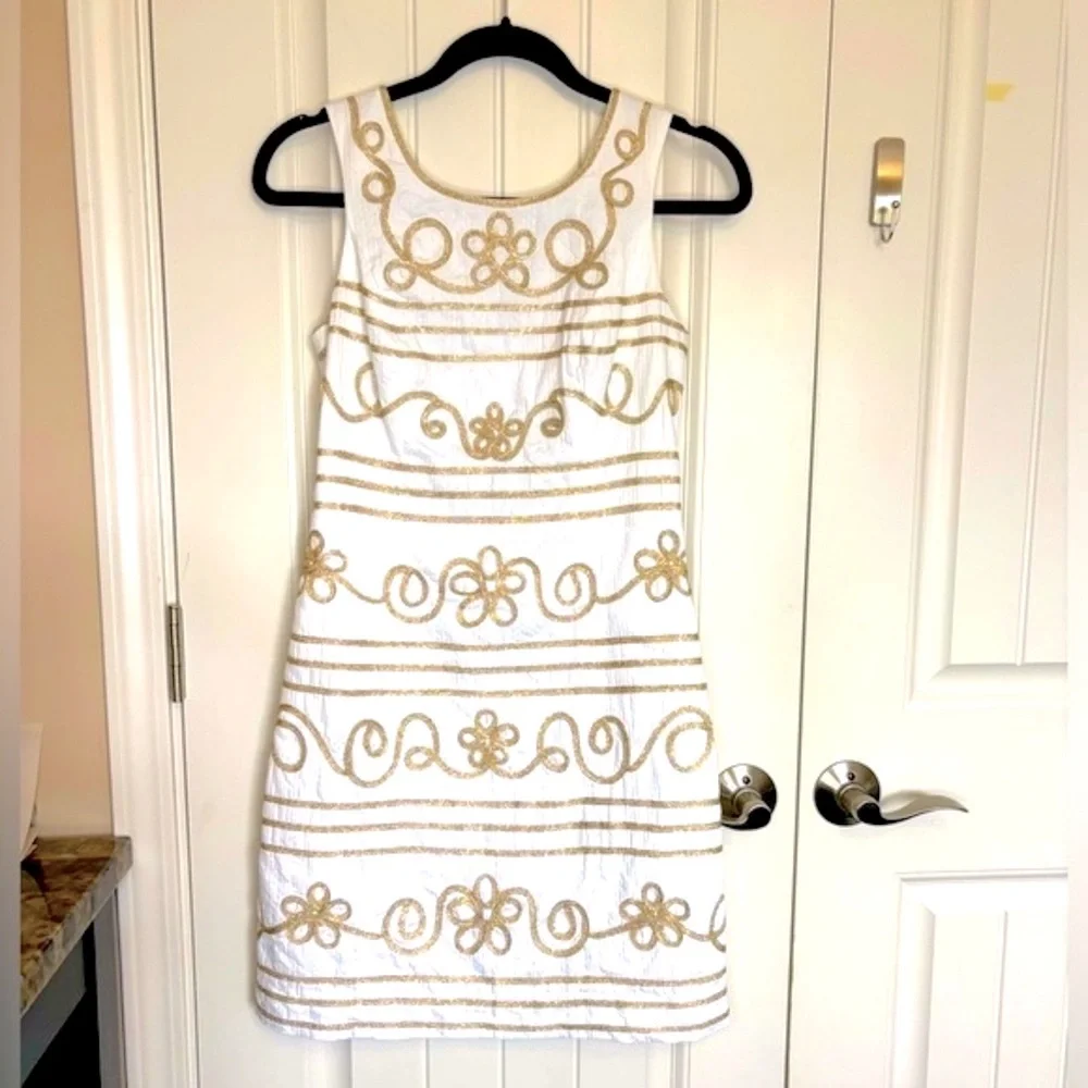 Lilly Pulitzer Lennox Resort White Gold Icing on the Cake Soutache Shift… - Picture 1 of 12